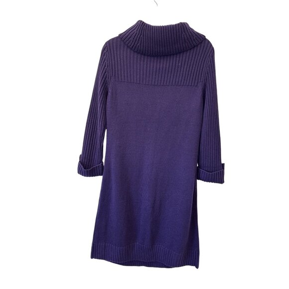 JESSICA HOWARD~  Purple Ribbed Turtleneck Sweater XL Dress With Cuffed Sleeves - Picture 6 of 12